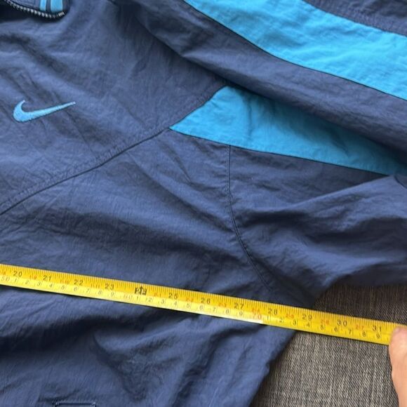 Vtg 90s Nike Windbreaker Jacket Blue Mock Neck Zip Nylon Embroidered Logo Sz XL - Picture 12 of 12